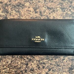 Coach Black Slim Pebbled Leather Wallet